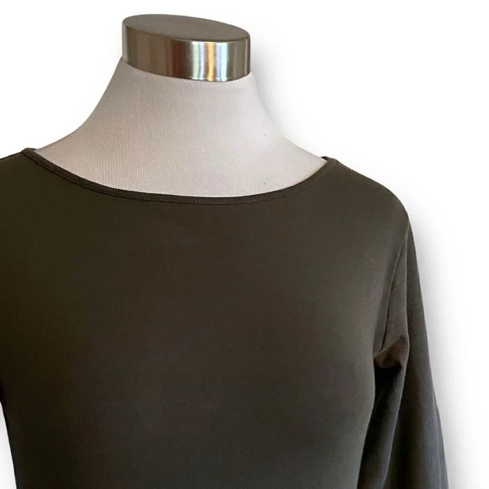 Jarbo Womens Dress Sz 36 US 8 Olive Green Pima Cotton Minimalist Quiet Luxury